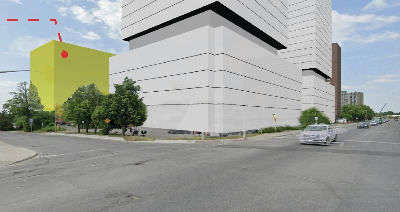 Rendering of building from page 37 of the file '2024-10-25 - Design Brief - D02-02-23-0051'