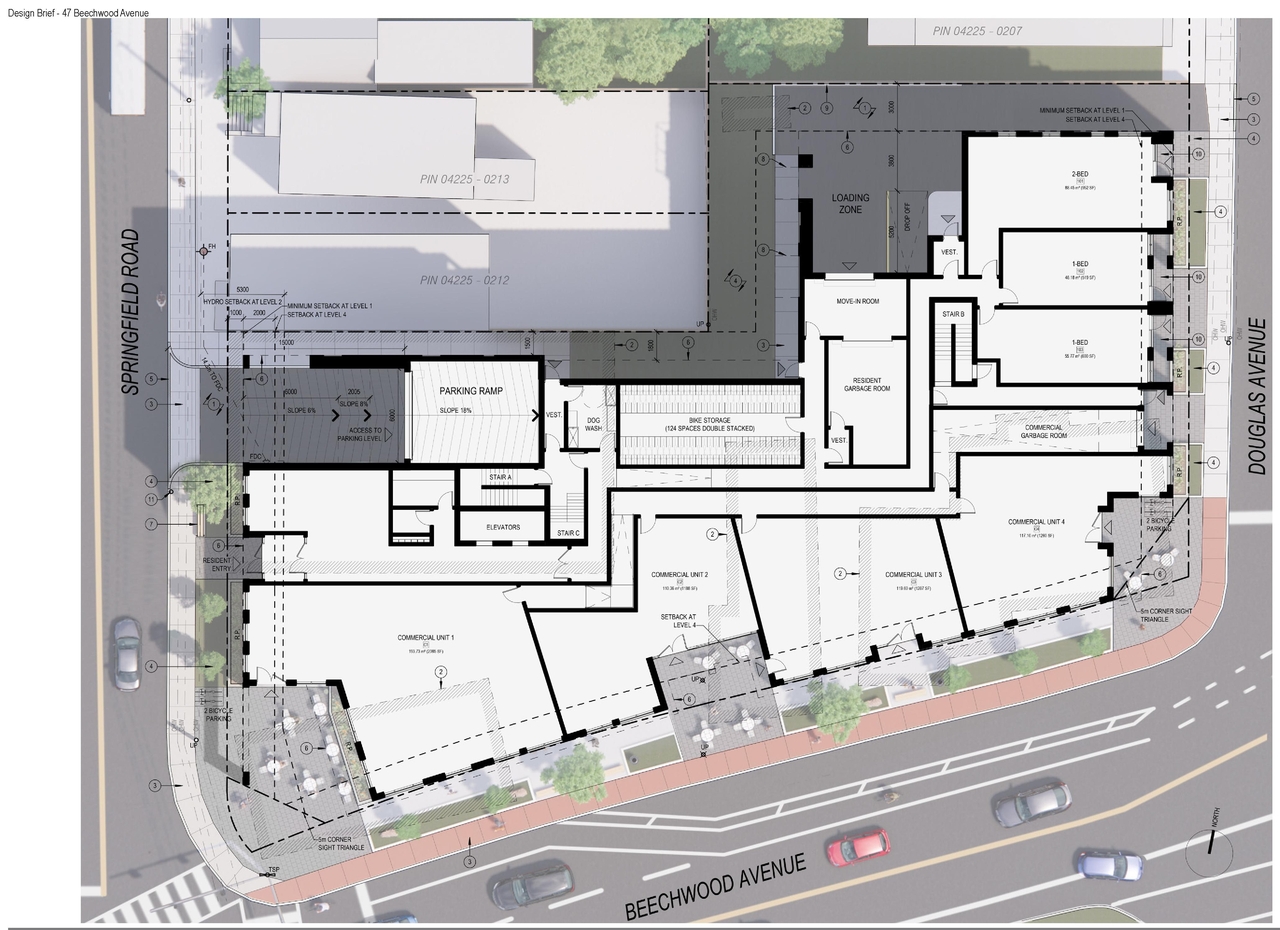Construction site plan for project from page 12 of the file '2024-07-12 - Design Brief - D02-02-23-0052'
