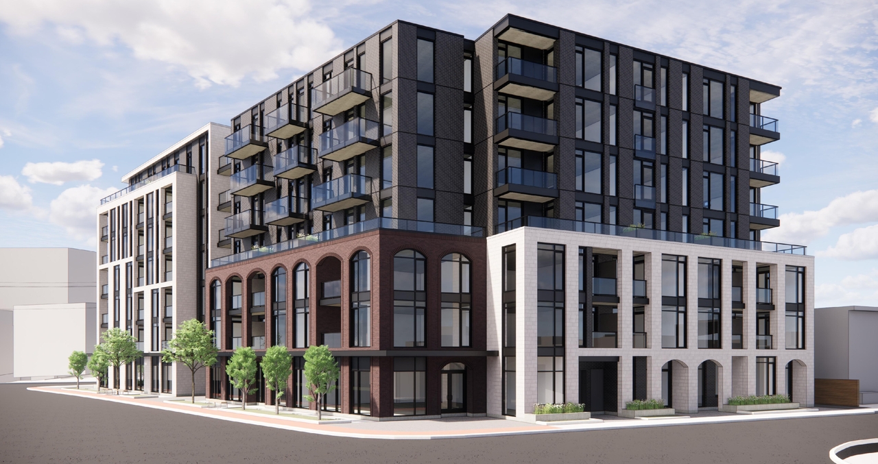 Rendering of building from page 5 of the file '2024-07-12 - Design Brief - D02-02-23-0052'