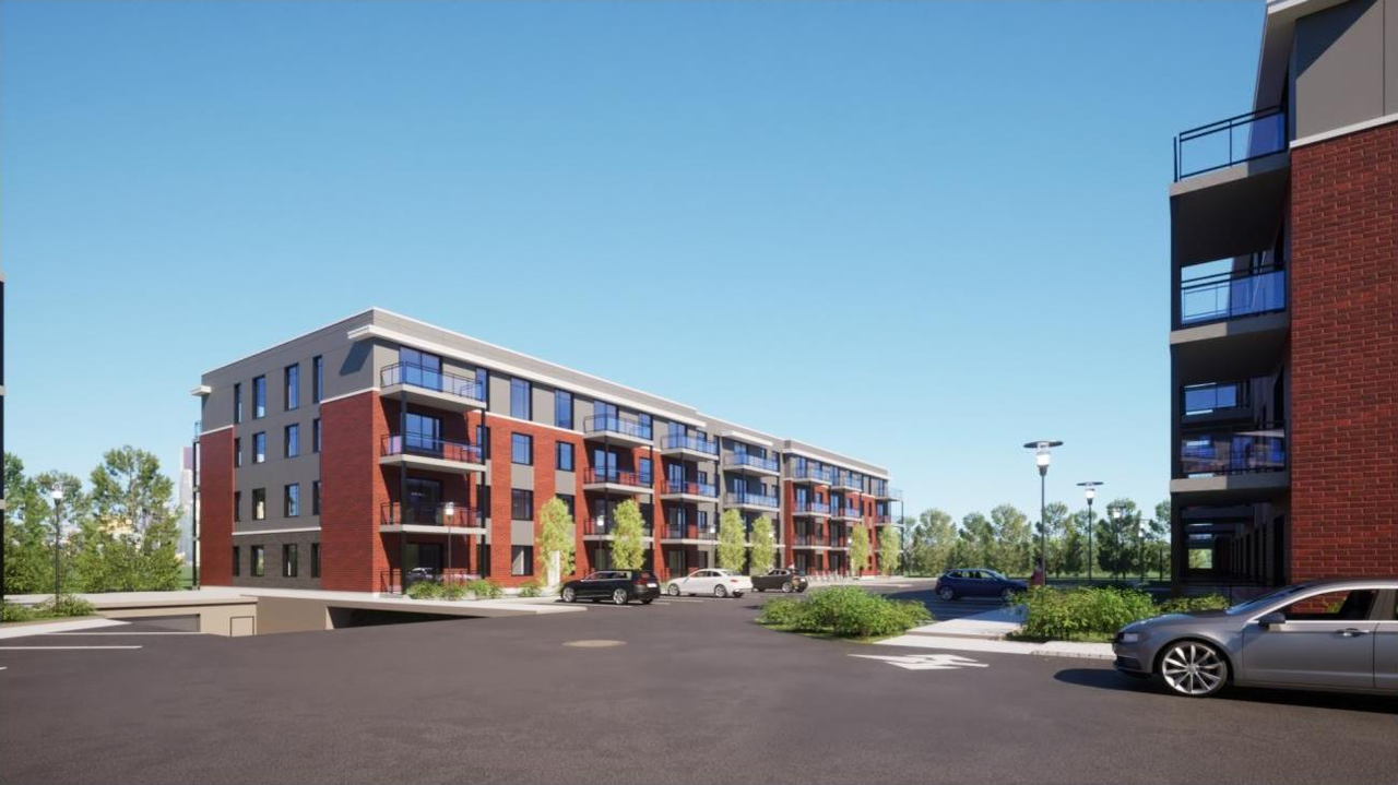 Rendering of building from page 30 of the file '2023-06-14 - Planning Rationale and Design Brief - D02-02-23-0054'