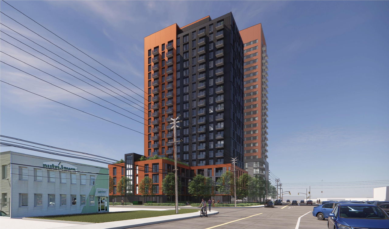 Rendering of building from page 14 of the file '2024-07-23 - UDRP Design Brief - D02-02-23-0056'