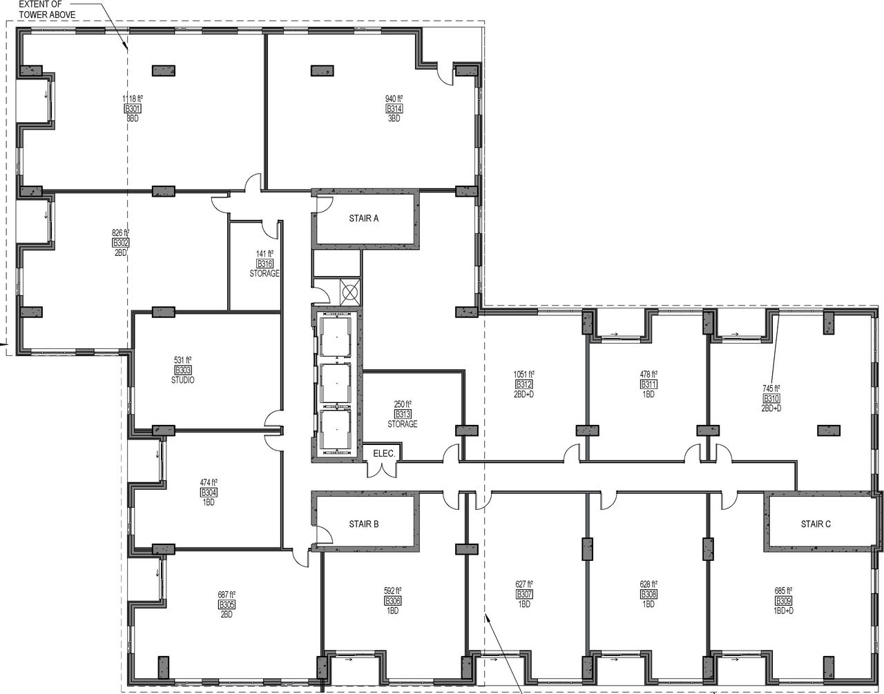 Floor plan for project from page 5 of the file '2024-07-23 - Parking & Floor Plans - D02-02-23-0056'