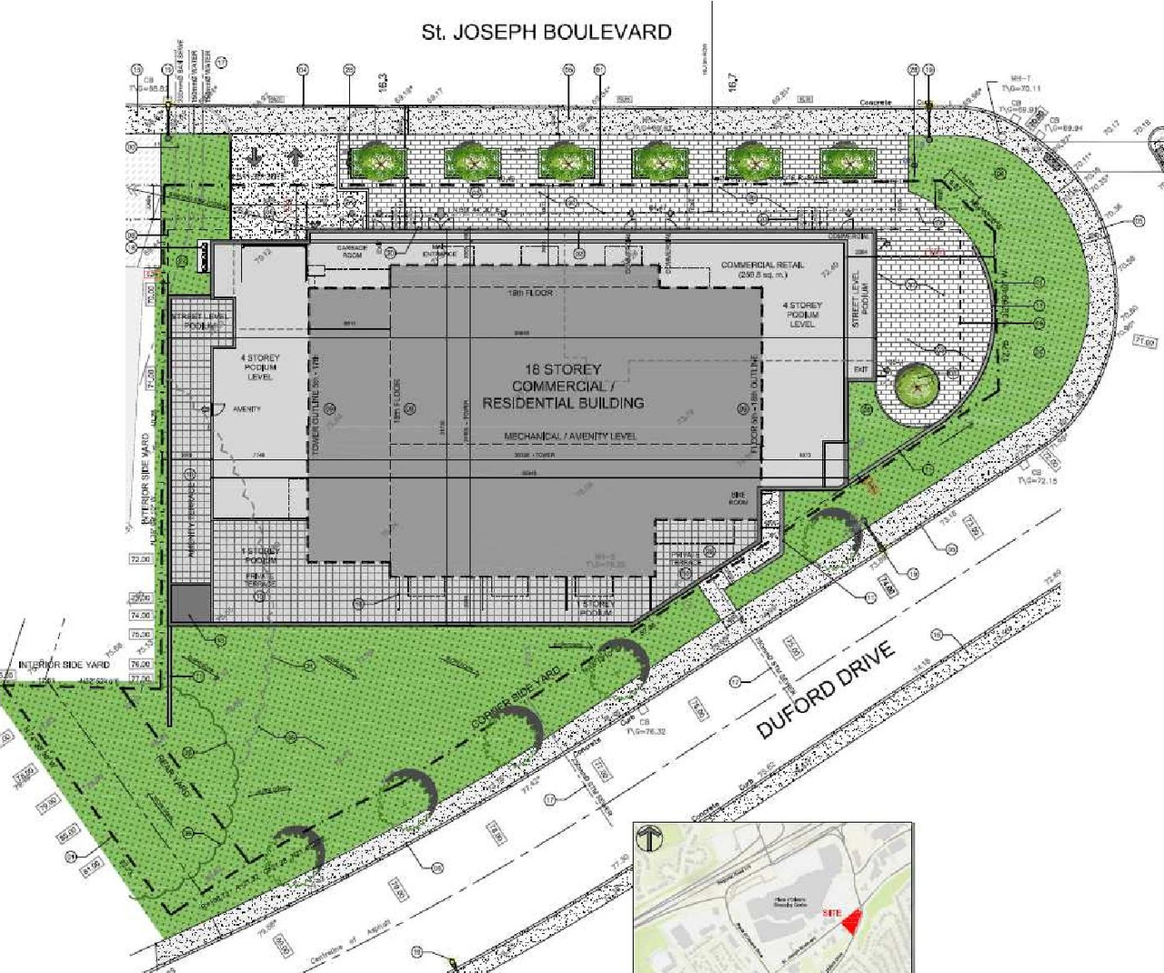 Construction site plan for project from page 10 of the file '2023-06-15 - Planning Rationale and Design Brief -D02-02-23-0057'
