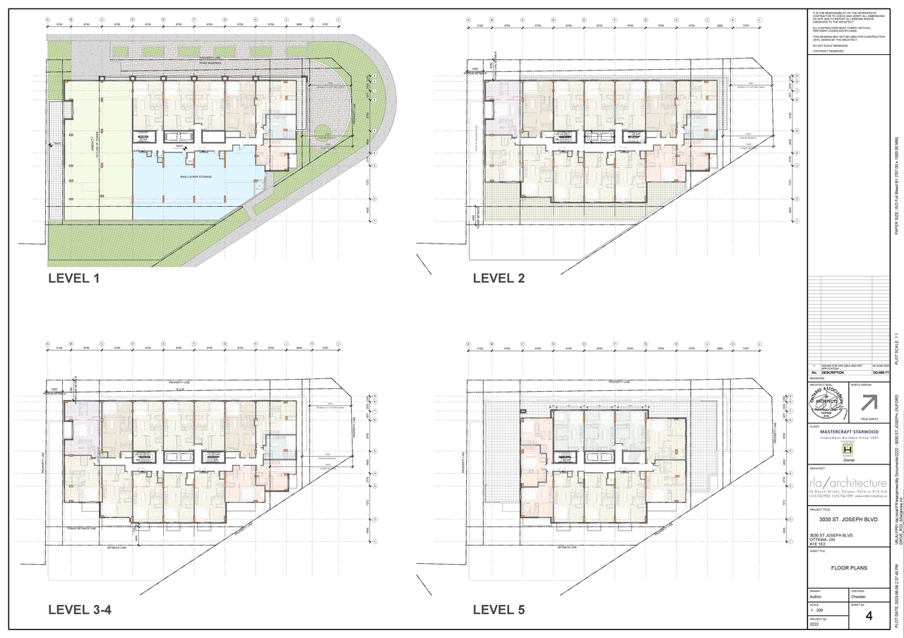 Construction site plan for project from page 4 of the file '2023-06-16 - Context, Site, Floor, Elevation, Sections, 3D Views, Sunshade,Plans - D02-02-23-0057'