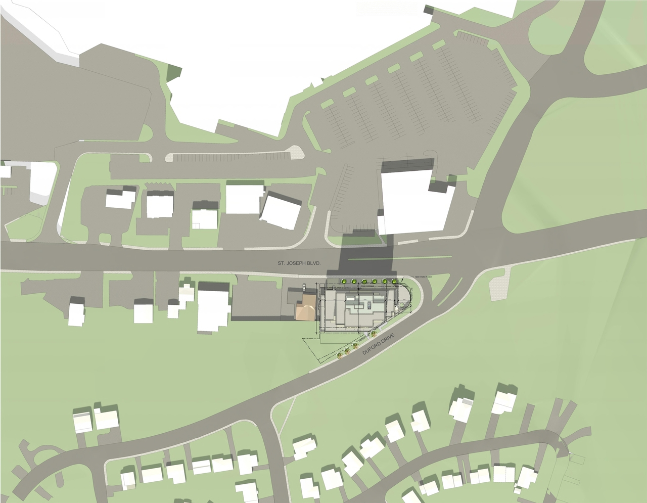 Construction site plan for project from page 17 of the file '2024-03-19 - Urban Design Review Panel Slide Deck - D02-02-23-0057'