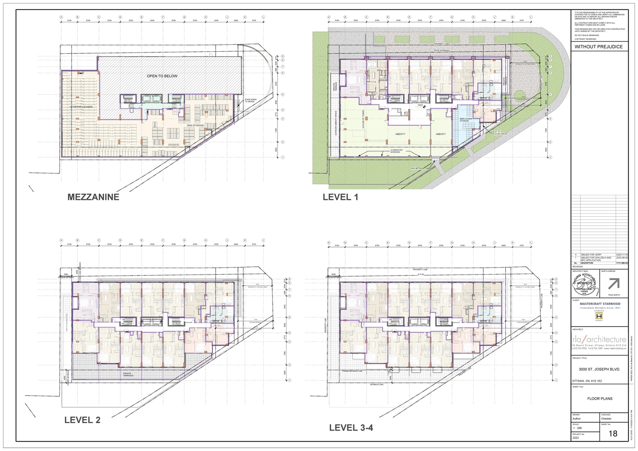 Construction site plan for project from page 19 of the file '2024-03-19 - Urban Design Review Panel Slide Deck - D02-02-23-0057'