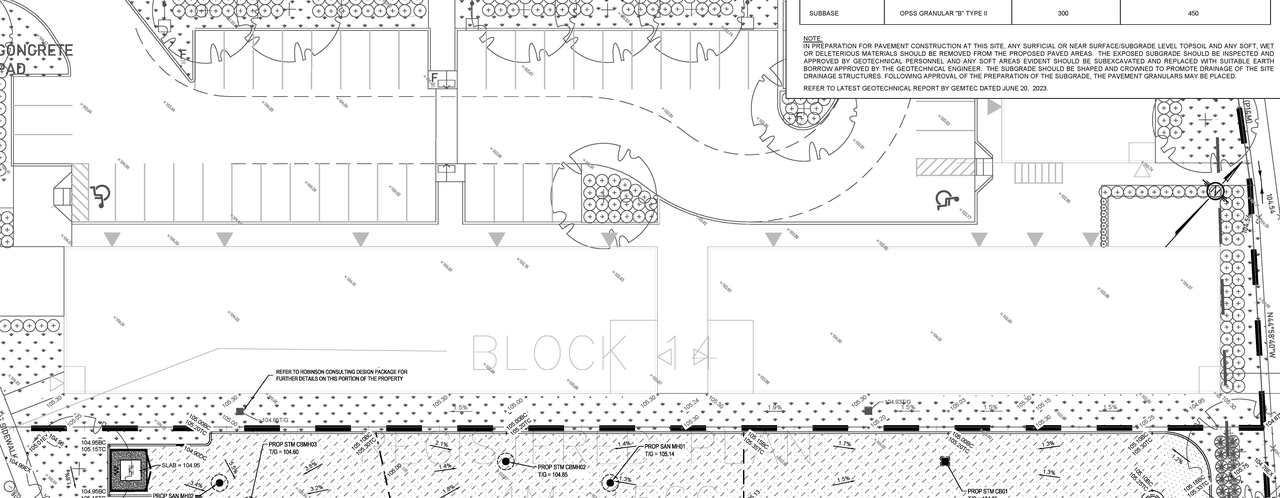 Construction site plan for project from page 5 of the file '2024-03-12 - Design Drawing Package -D02-02-23-0058'