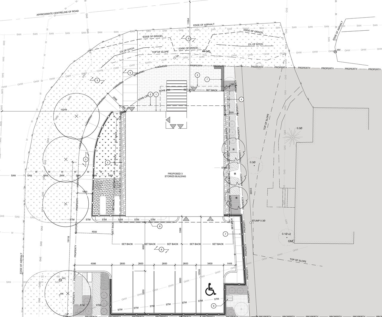 Construction site plan for project from page 2 of the file '2024-02-12 - Site Plans, Floor Plans and Elevations - D02-02-23-0060'