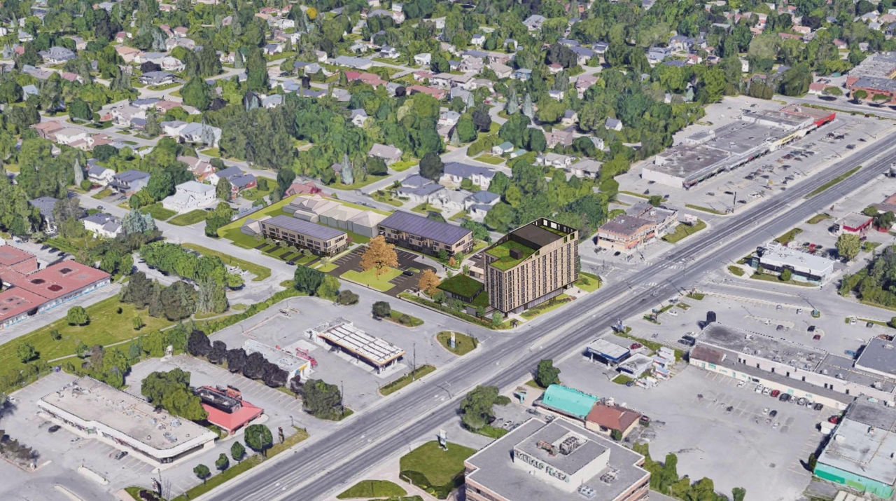 Rendering of building from page 17 of the file '2024-04-08 - Design Brief - D02-02-23-0062'