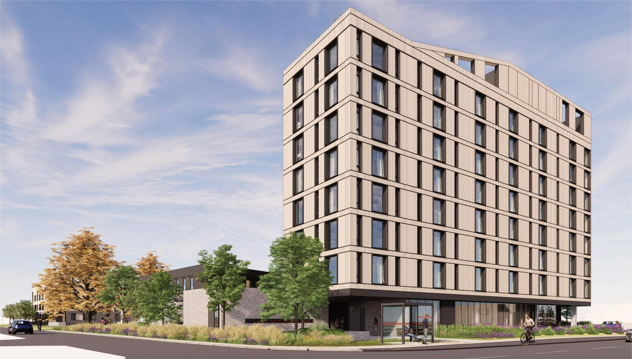 Rendering of building from page 29 of the file '2024-04-08 - Design Brief - D02-02-23-0062'