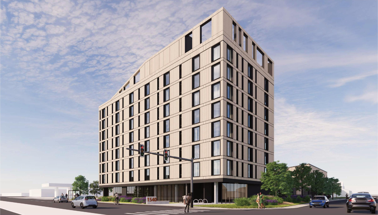 Rendering of building from page 30 of the file '2024-04-08 - Design Brief - D02-02-23-0062'