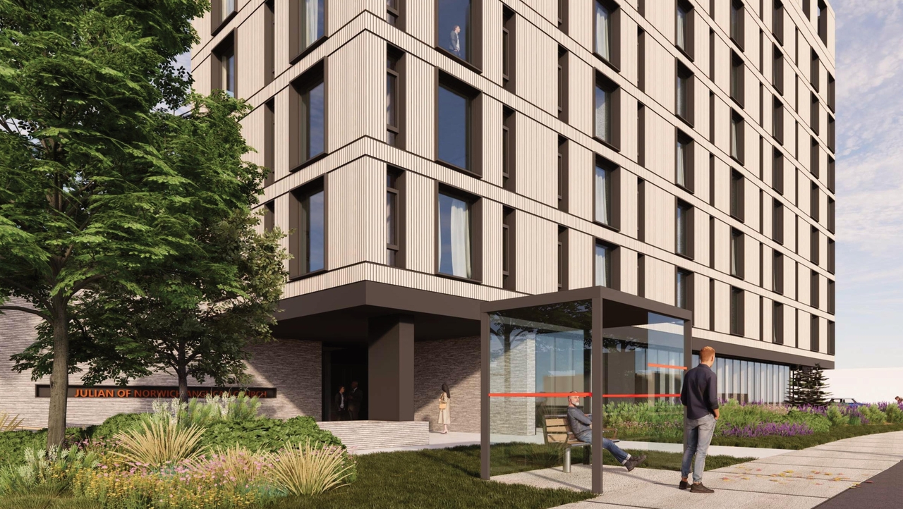 Rendering of building from page 33 of the file '2024-04-08 - Design Brief - D02-02-23-0062'