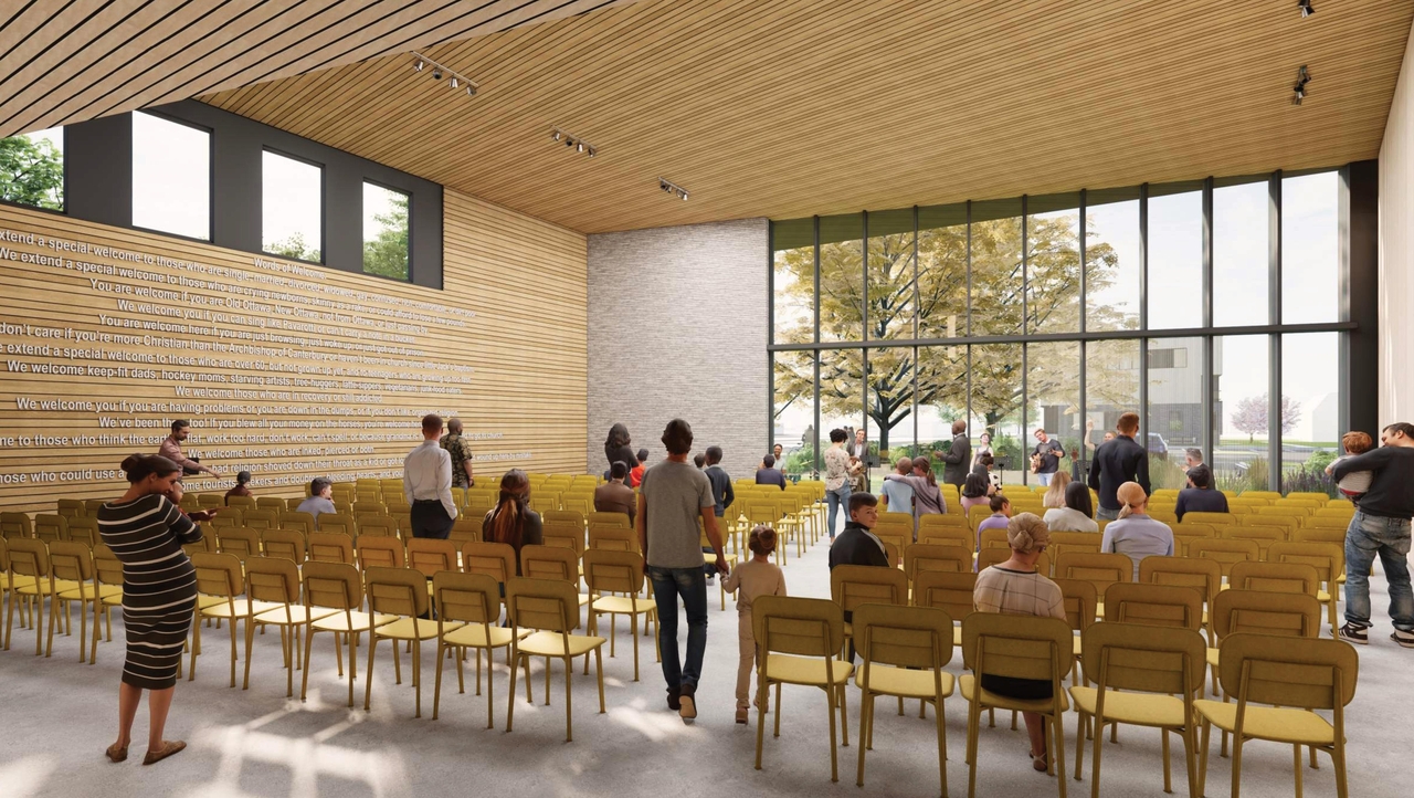 Rendering of building from page 35 of the file '2024-04-08 - Design Brief - D02-02-23-0062'