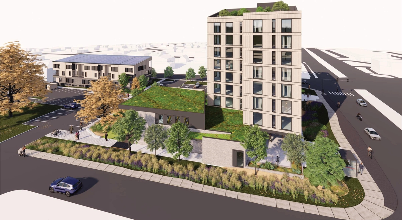 Rendering of building from page 37 of the file '2024-04-08 - Design Brief - D02-02-23-0062'