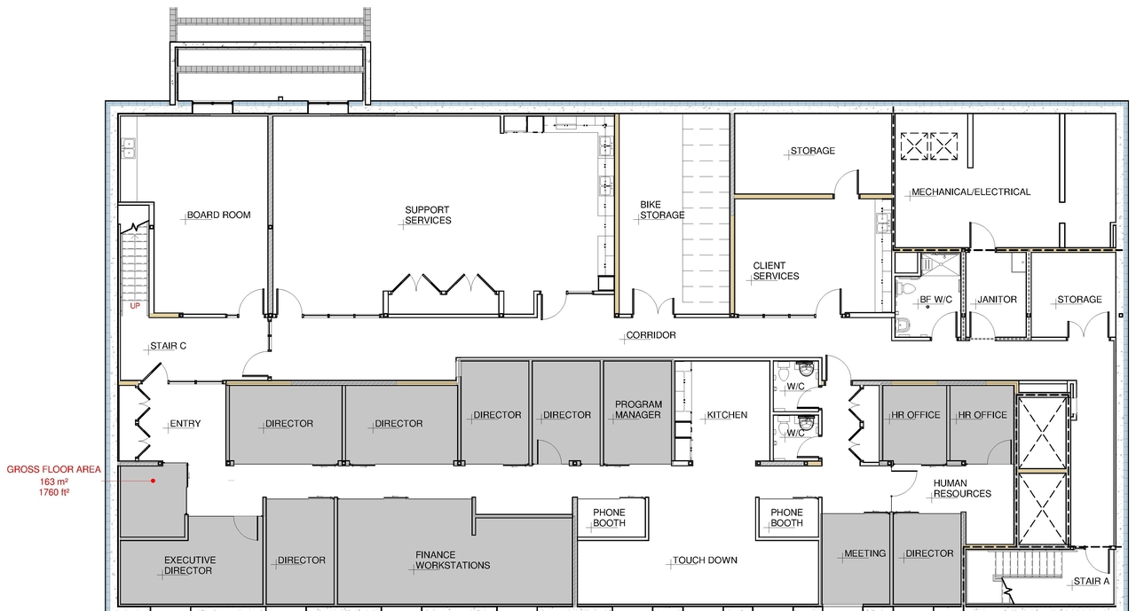 Construction site plan for project from page 1 of the file '2024-01-04 - Basement Office Floor Plan - D02-02-23-0075'