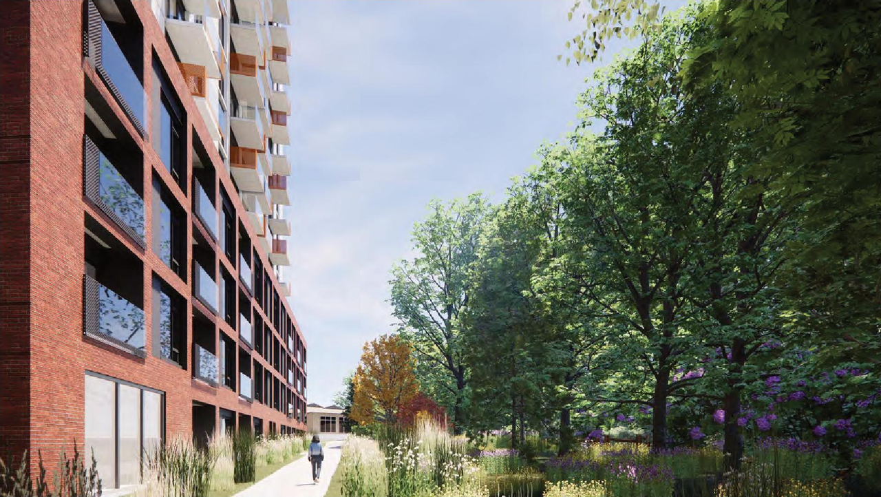 Rendering of building from page 61 of the file '2024-06-21 - Design Brief - D02-02-23-0076'