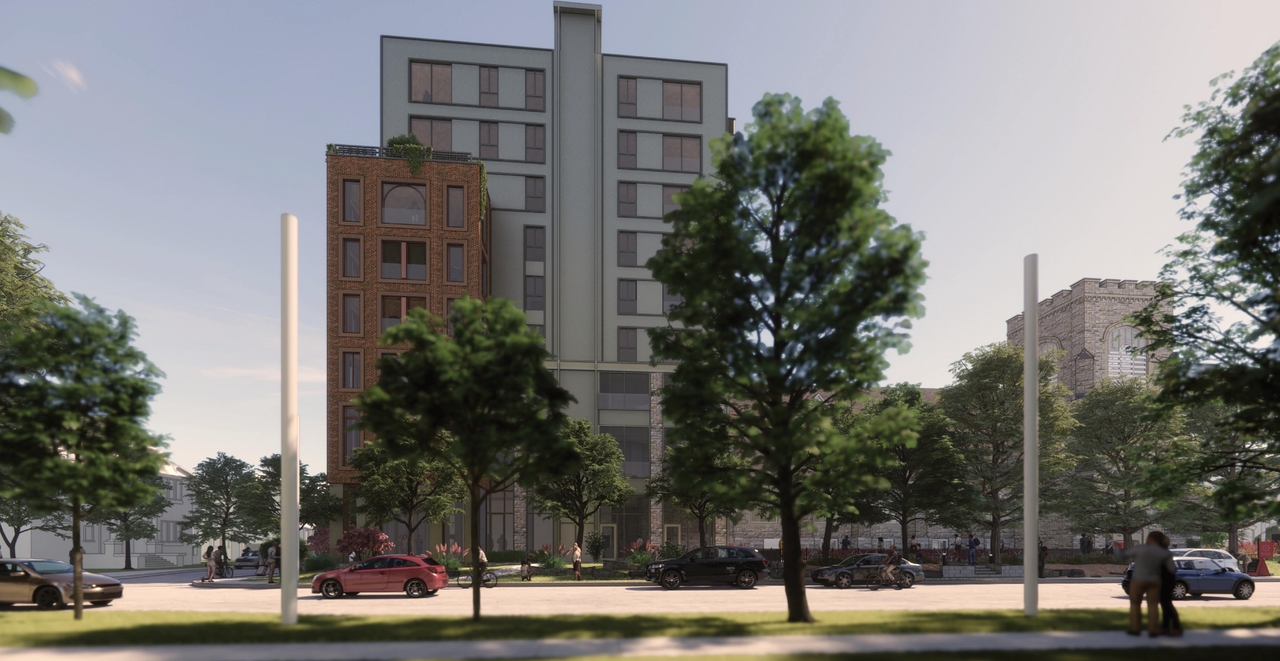 Rendering of building from page 42 of the file '2024-02-12 - Urban Design Review Panel - D02-02-24-0003'