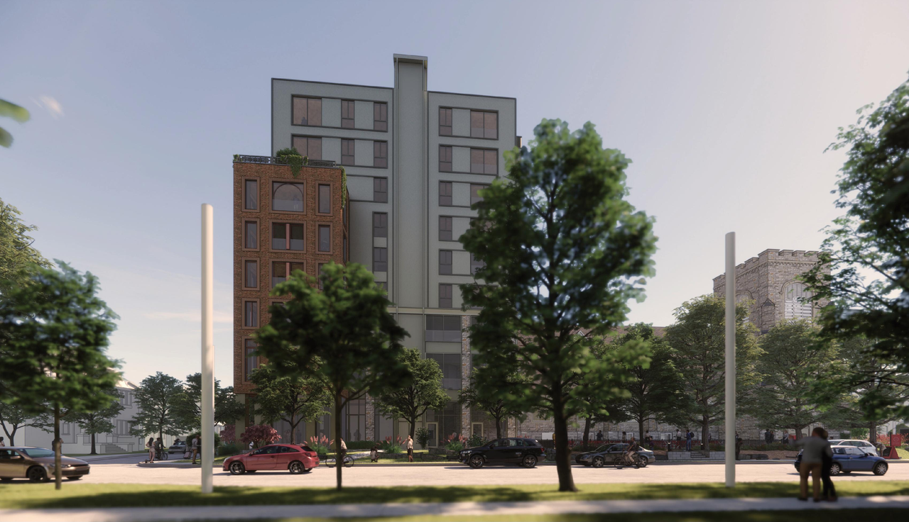 Rendering of building from page 42 of the file '2024-02-12 - Urban Design Review Panel - D02-02-24-0003'