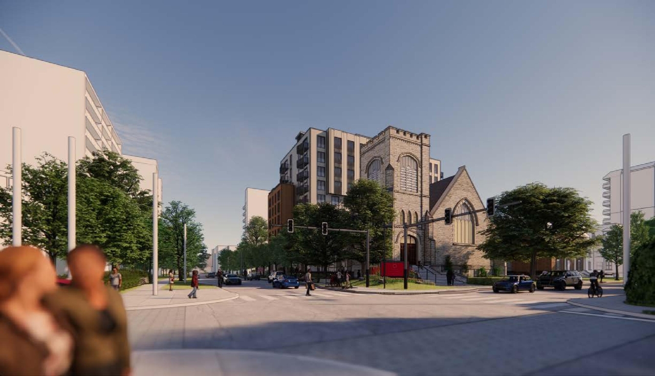 Rendering of building from page 17 of the file '2024-02-12 - Design Brief - D02-02-24-0003'