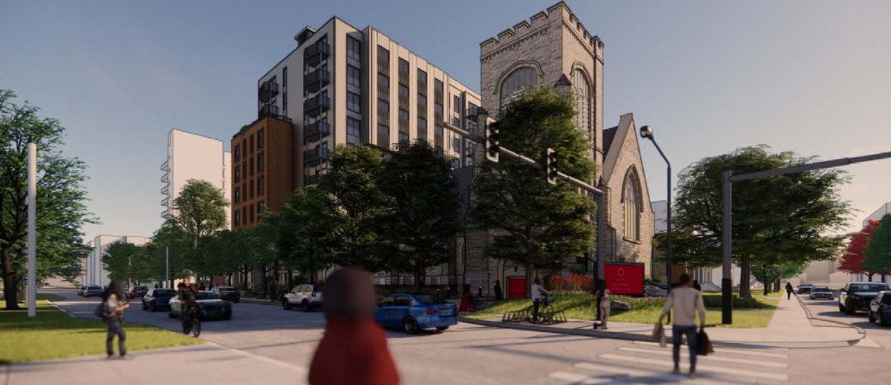 Rendering of building from page 18 of the file '2024-02-12 - Design Brief - D02-02-24-0003'