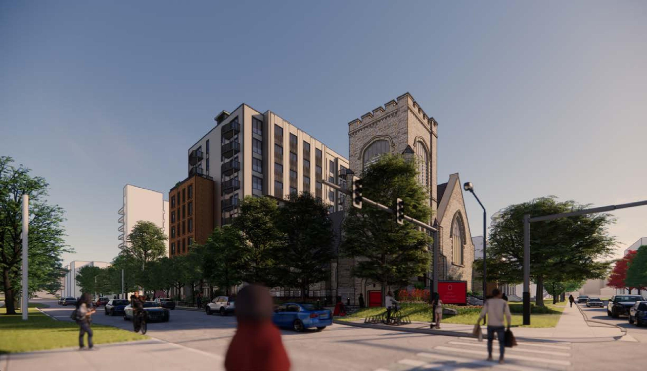 Rendering of building from page 18 of the file '2024-02-12 - Design Brief - D02-02-24-0003'