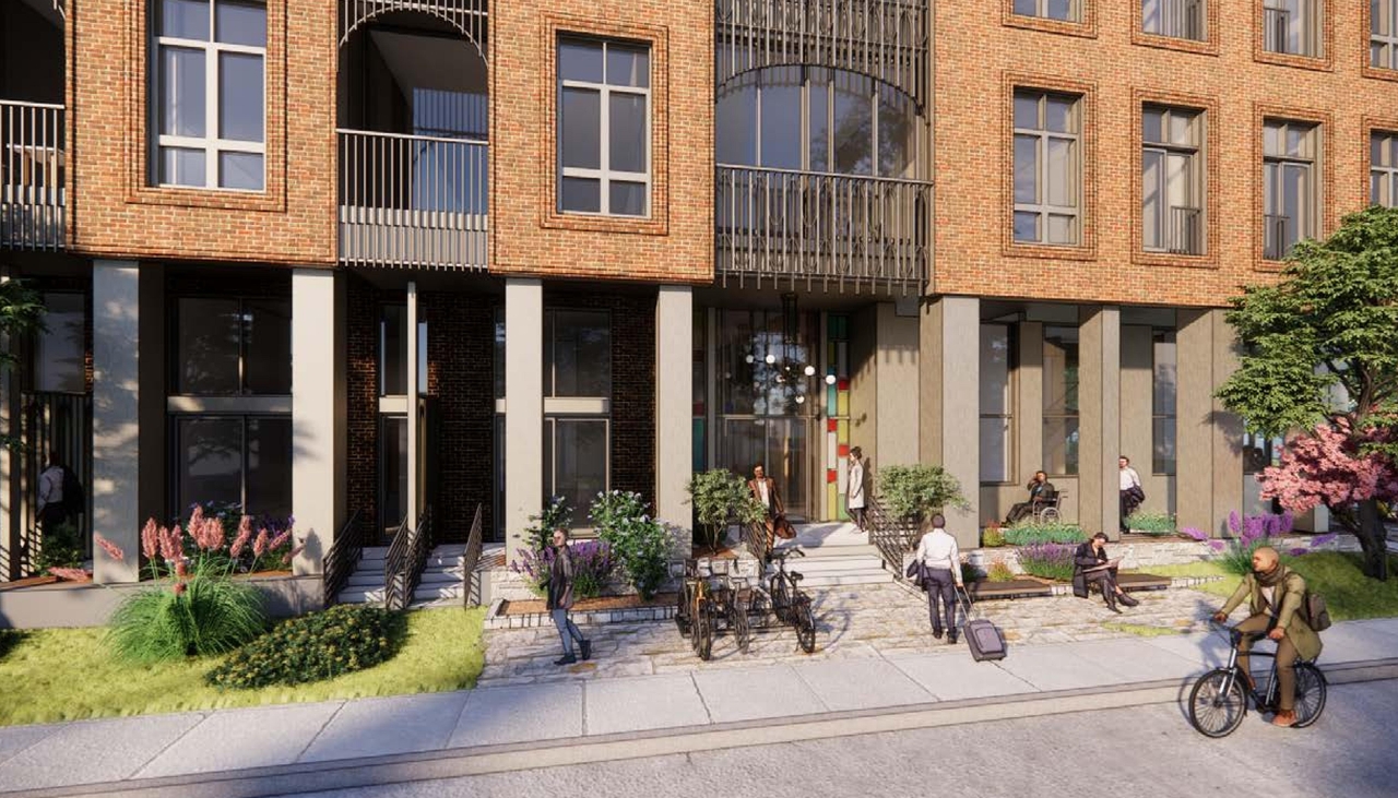 Rendering of building from page 22 of the file '2024-02-12 - Design Brief - D02-02-24-0003'