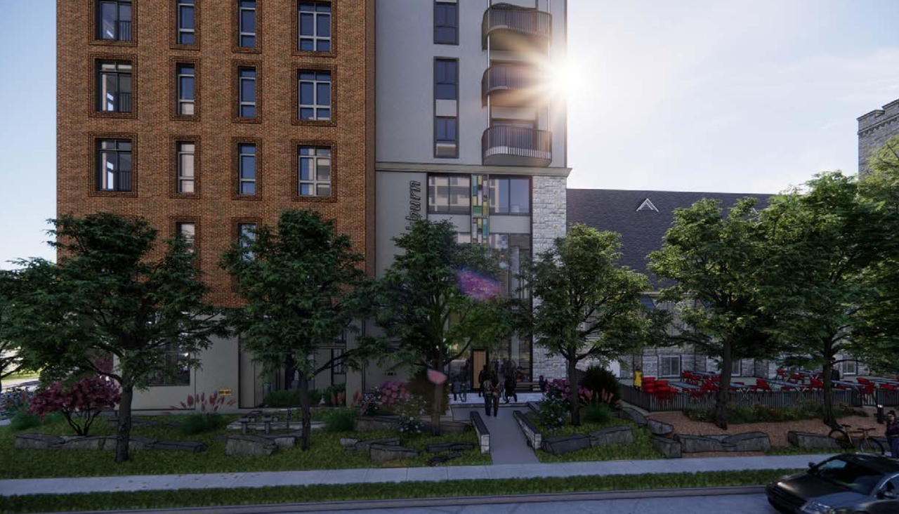 Rendering of building from page 24 of the file '2024-02-12 - Design Brief - D02-02-24-0003'