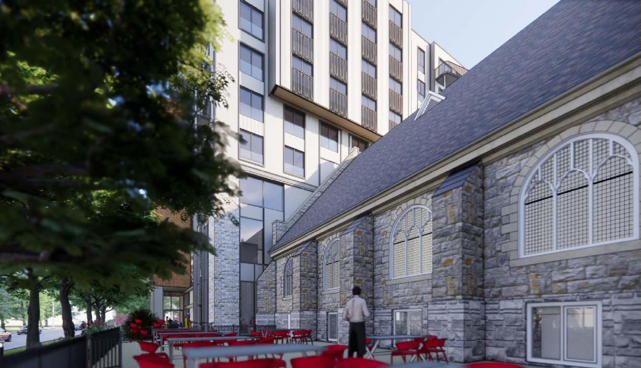 Rendering of building from page 28 of the file '2024-02-12 - Design Brief - D02-02-24-0003'