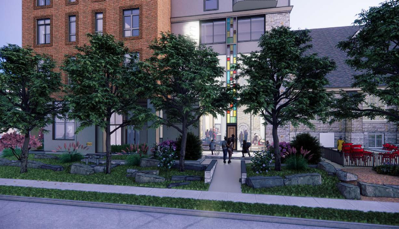 Rendering of building from page 29 of the file '2024-02-12 - Design Brief - D02-02-24-0003'