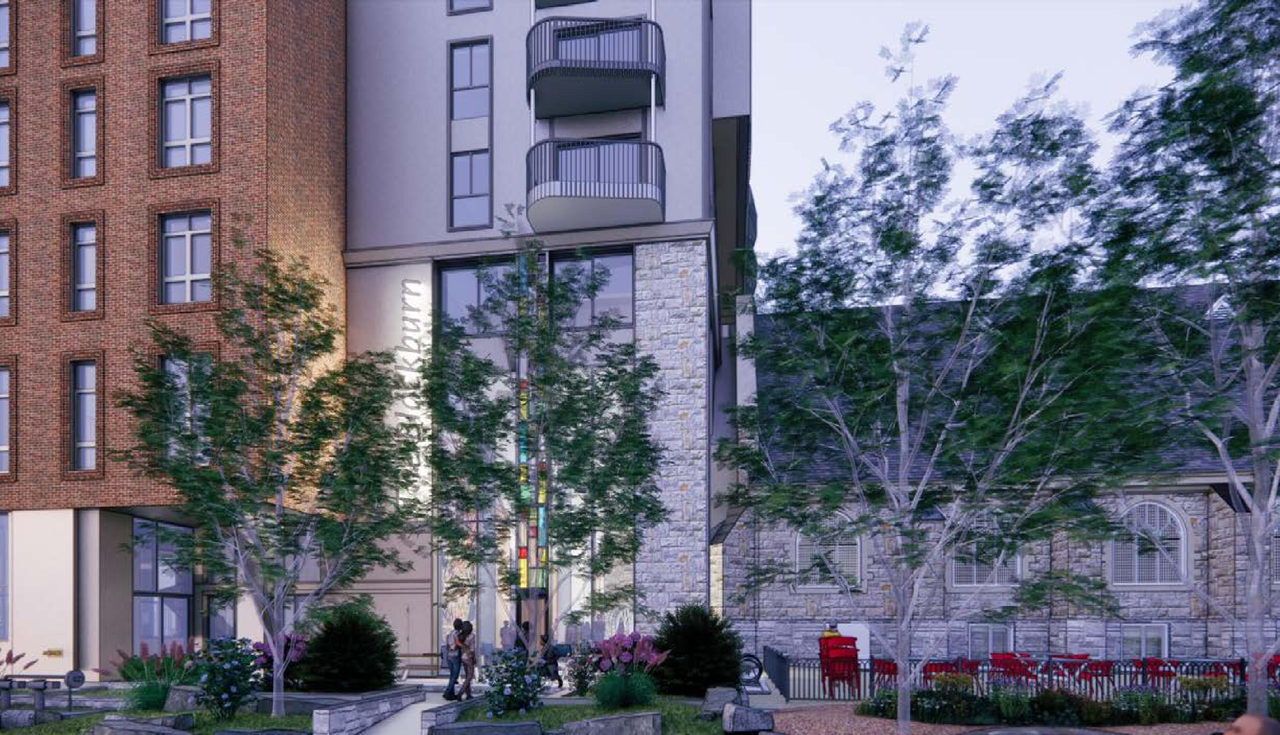 Rendering of building from page 30 of the file '2024-02-12 - Design Brief - D02-02-24-0003'