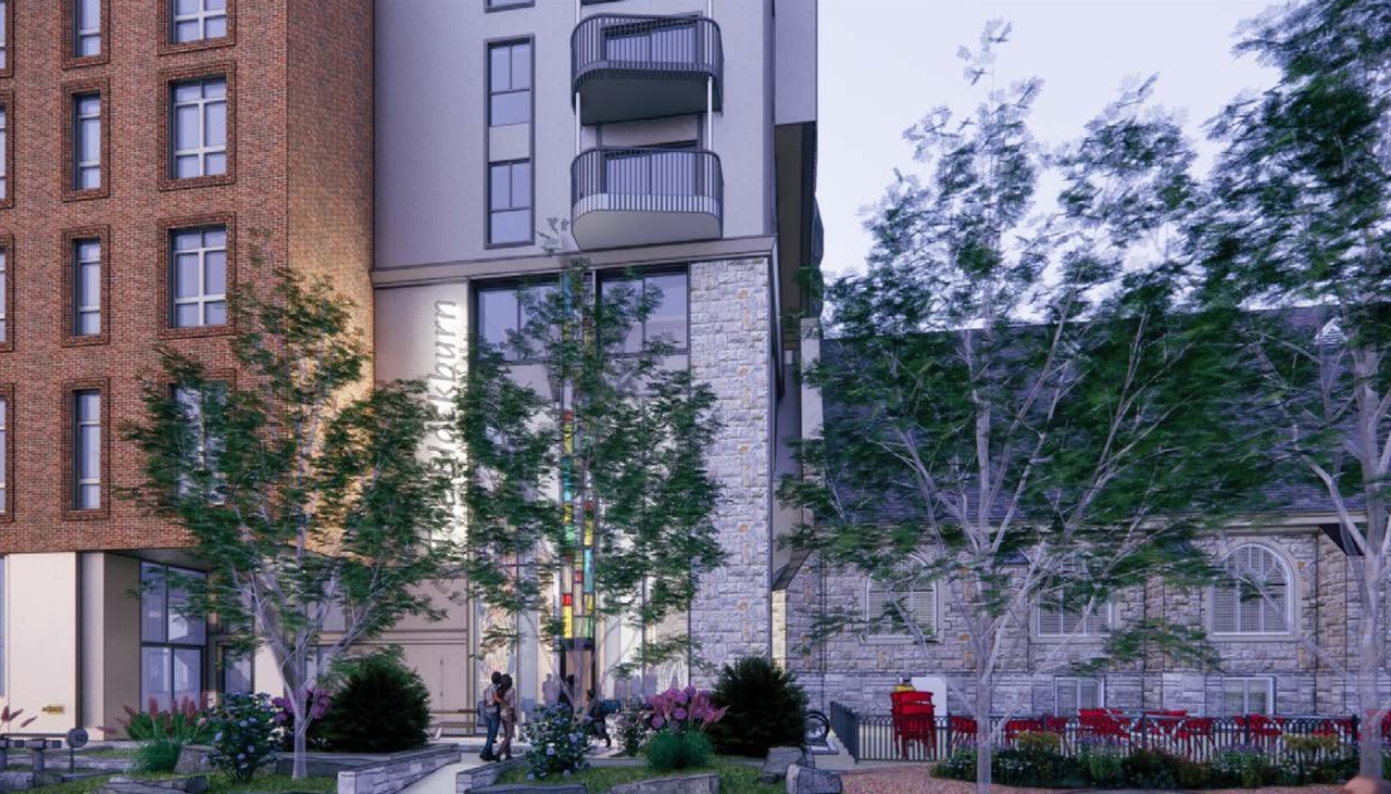 Rendering of building from page 30 of the file '2024-02-12 - Design Brief - D02-02-24-0003'