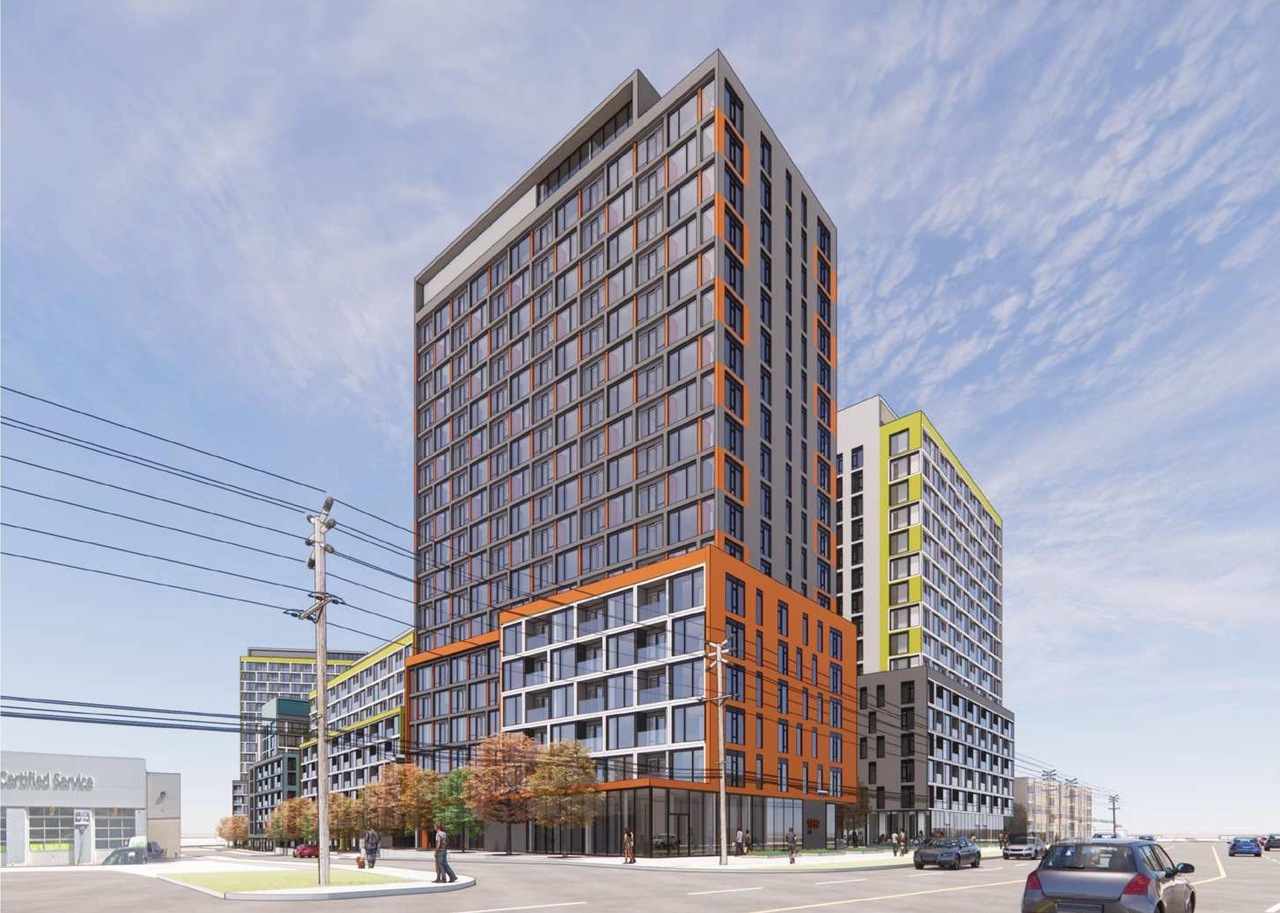 Rendering of building from page 2 of the file '2024-04-11 - Design Brief - D02-02-24-0006'