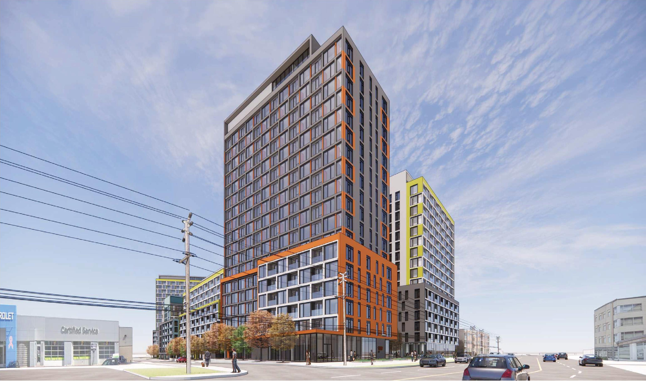 Rendering of building from page 28 of the file '2024-04-11 - Design Brief - D02-02-24-0006'