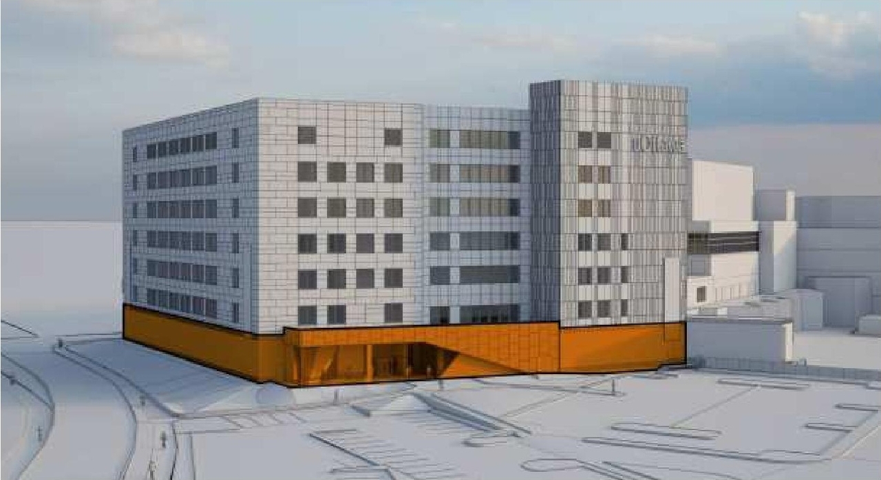 Rendering of building from page 33 of the file '2024-04-20 - Urban Design Brief - D02-02-24-0009'