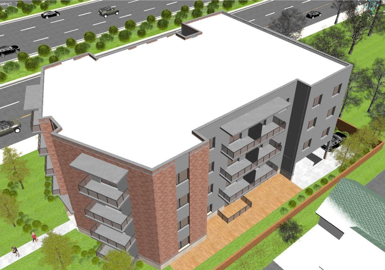 Rendering of building from page 26 of the file '2024-11-07 - urban design brief - D02-02-24-0016'