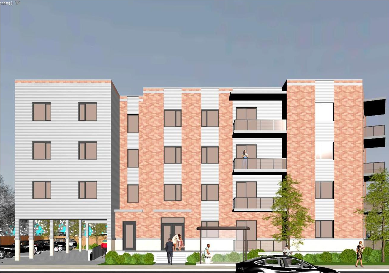 Rendering of building from page 27 of the file '2024-11-07 - urban design brief - D02-02-24-0016'