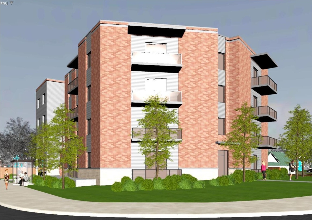 Rendering of building from page 4 of the file '2024-11-07 - urban design brief - D02-02-24-0016'