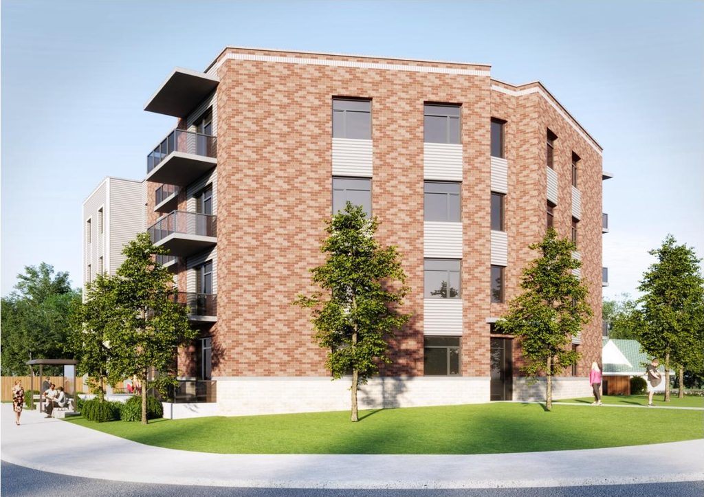 Rendering of building from page 4 of the file '2024-06-18 - Urban Design Brief - D02-02-24-0016'