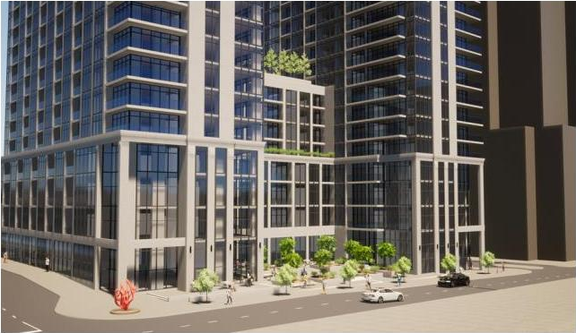 Rendering of building from page 21 of the file '2024-06-19 - Design Brief - D02-02-24-0017'