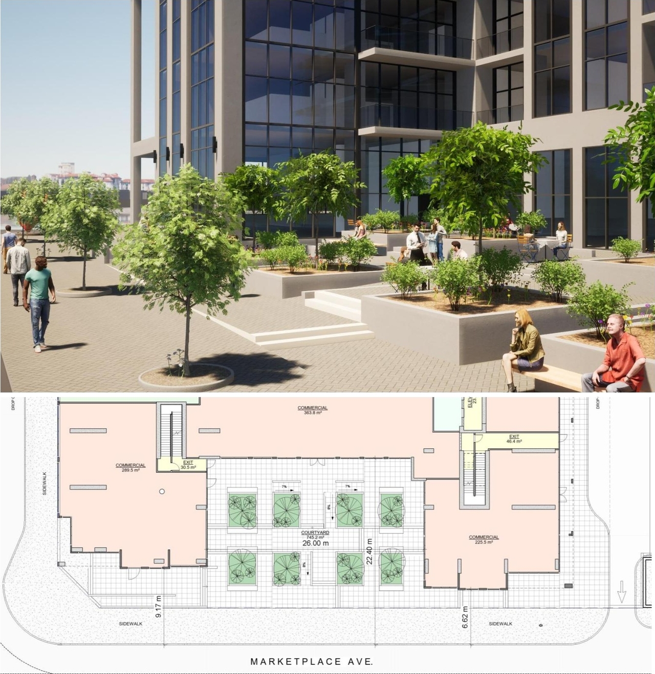 Construction site plan for project from page 24 of the file '2024-06-19 - Urban Design Review Panel Report - D02-02-24-0017'