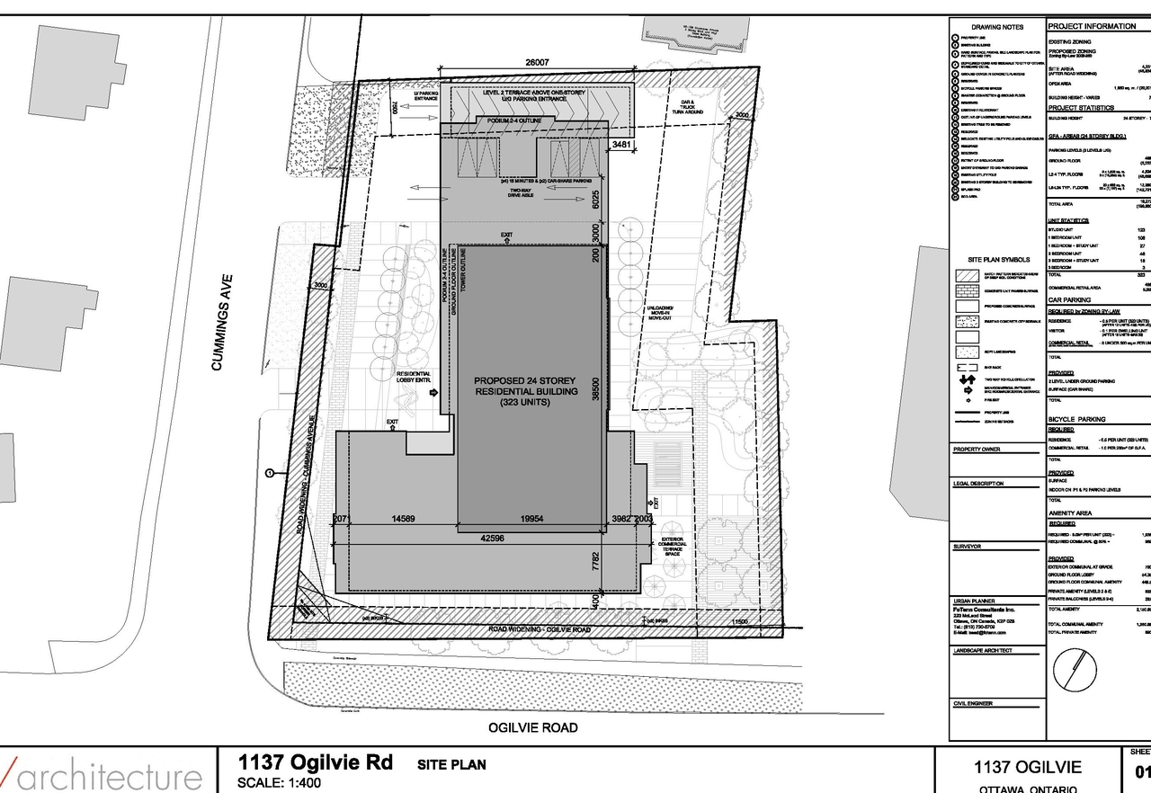 Construction site plan for project from page 7 of the file '2024-07-22 - UDRP Report - D02-02-24-0028'