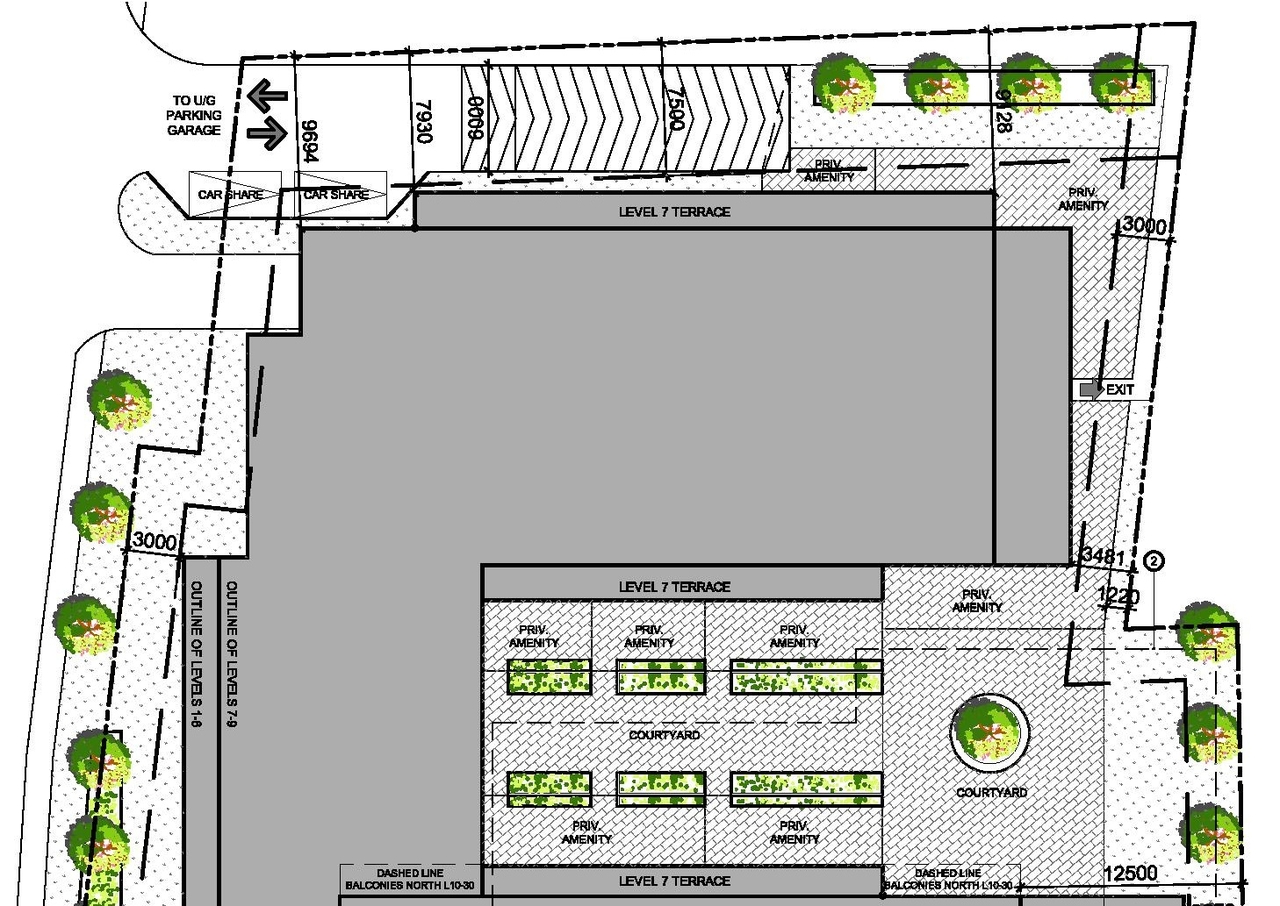 Construction site plan for project from page 8 of the file '2024-07-22 - UDRP Report - D02-02-24-0028'