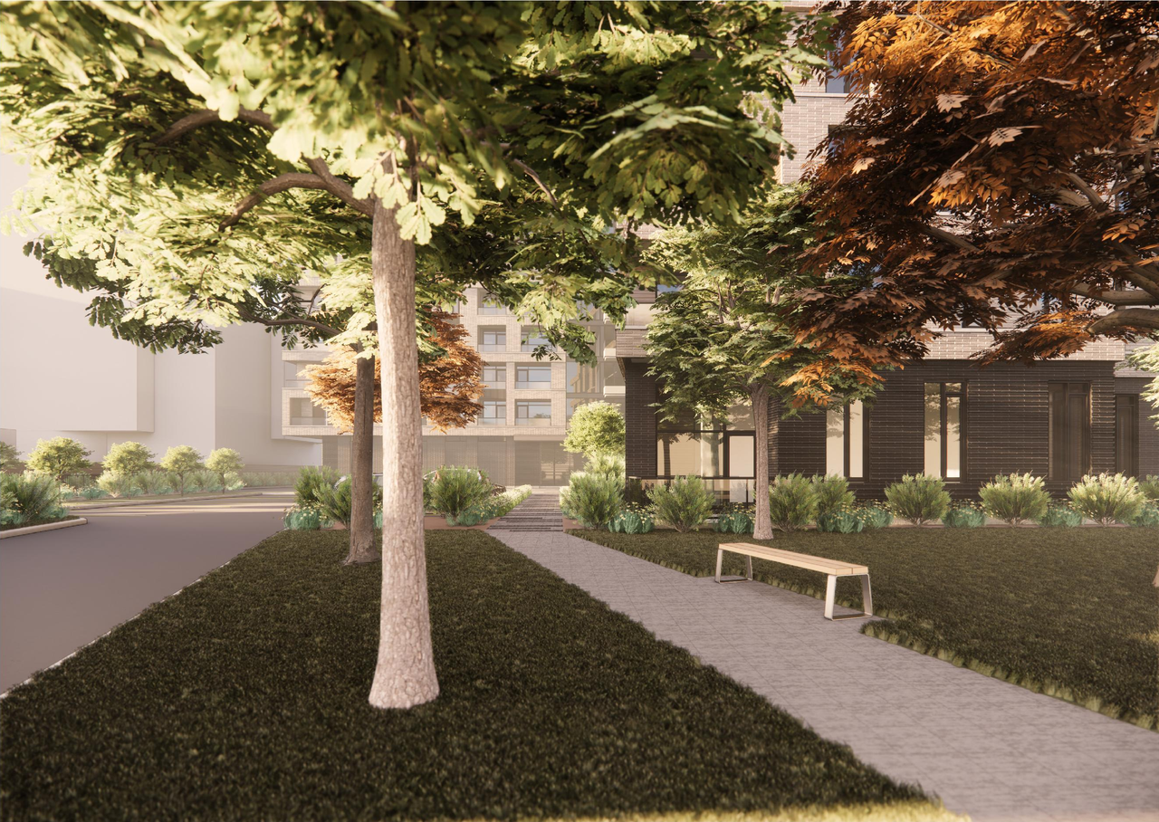 Rendering of building from page 24 of the file '2024-07-30 - Design Brief - D02-02-24-0032'