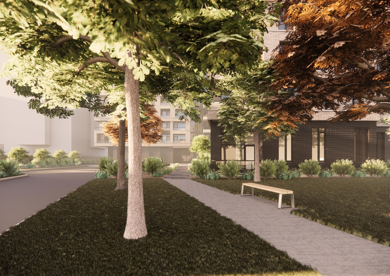 Rendering of building from page 24 of the file '2024-07-30 - Design Brief - D02-02-24-0032'