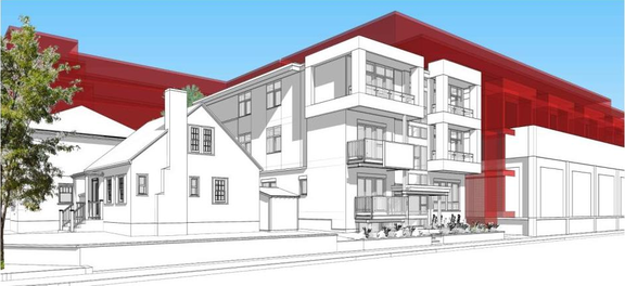 Rendering of building from page 19 of the file '2024-08-08 - Urban Design Brief - D02-02-24-0036'