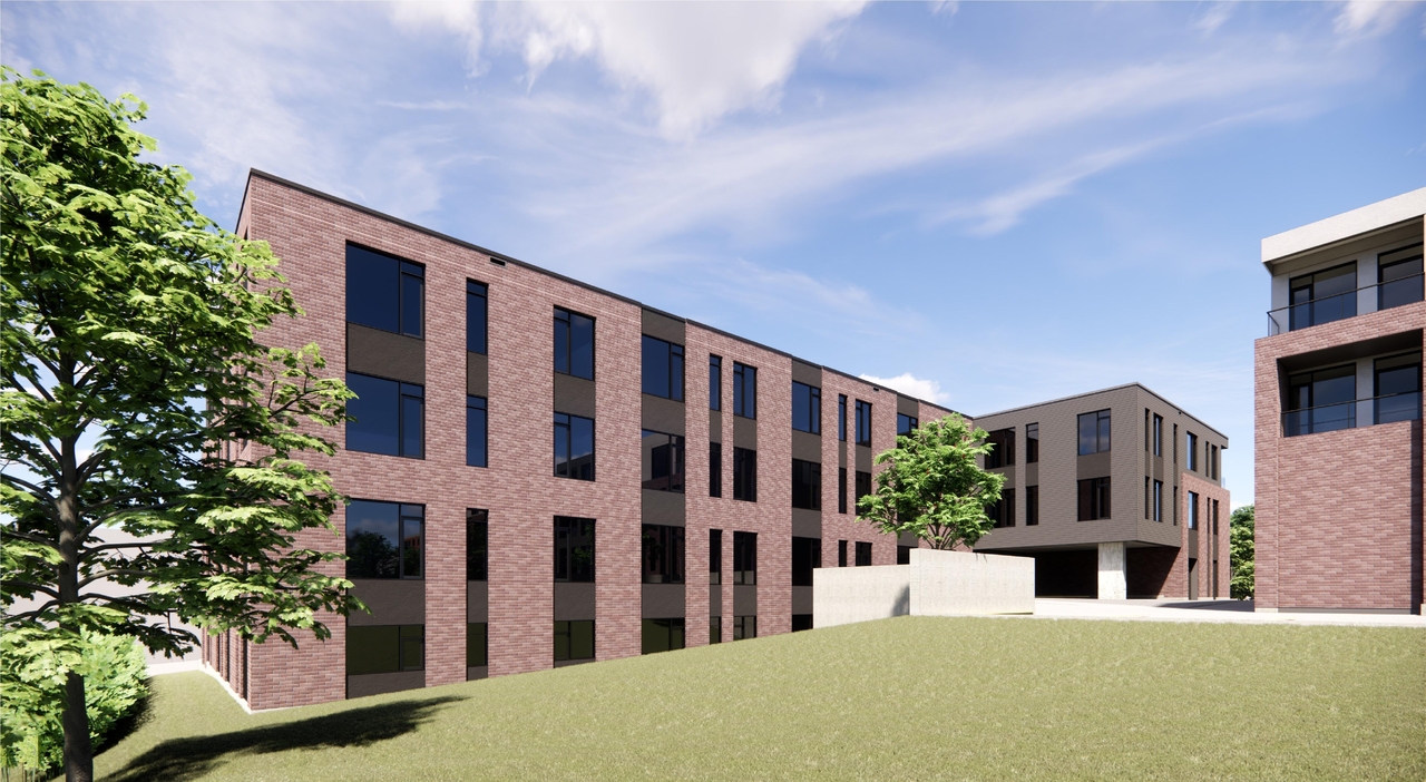 Rendering of building from page 12 of the file '2025-02-11 - Design Brief - D02-02-24-0041 and D07-12-24-0037'