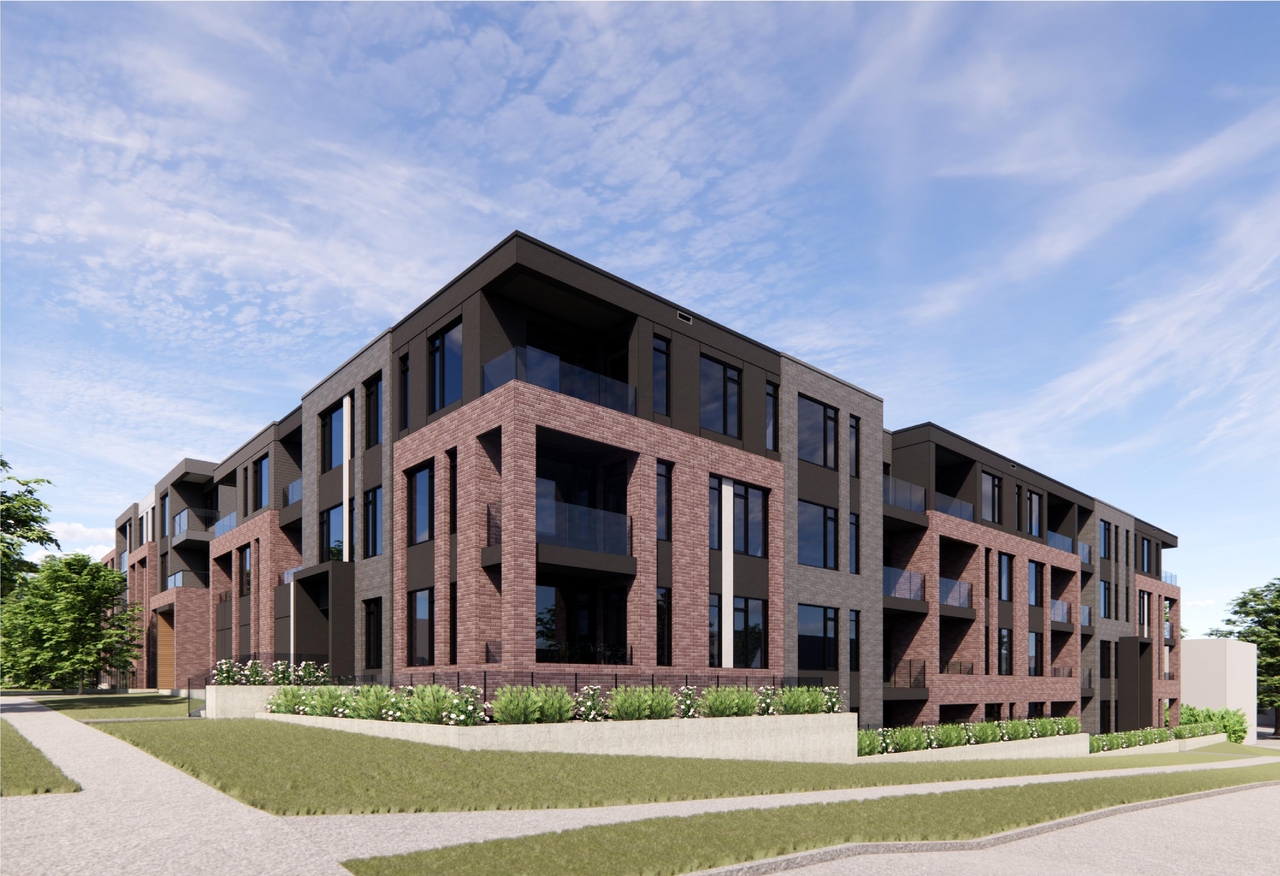 Rendering of building from page 2 of the file '2025-02-11 - Design Brief - D02-02-24-0041 and D07-12-24-0037'