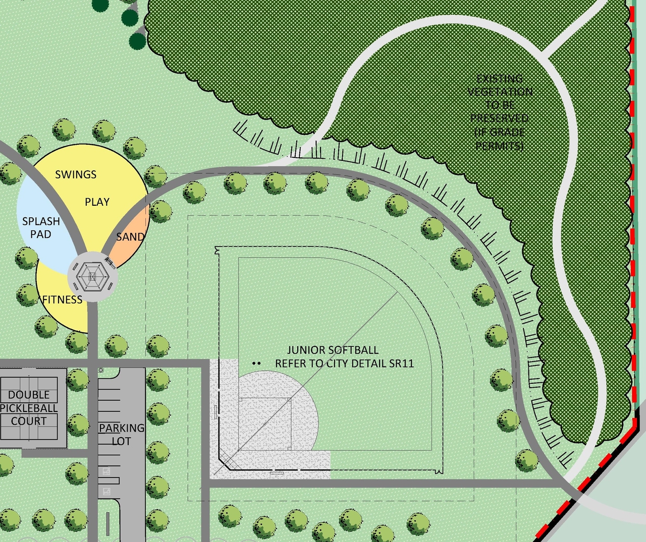 Construction site plan for project from page 45 of the file '2025-05-23 - Stittsville South Urban Design Brief - D02-02-24-0042'