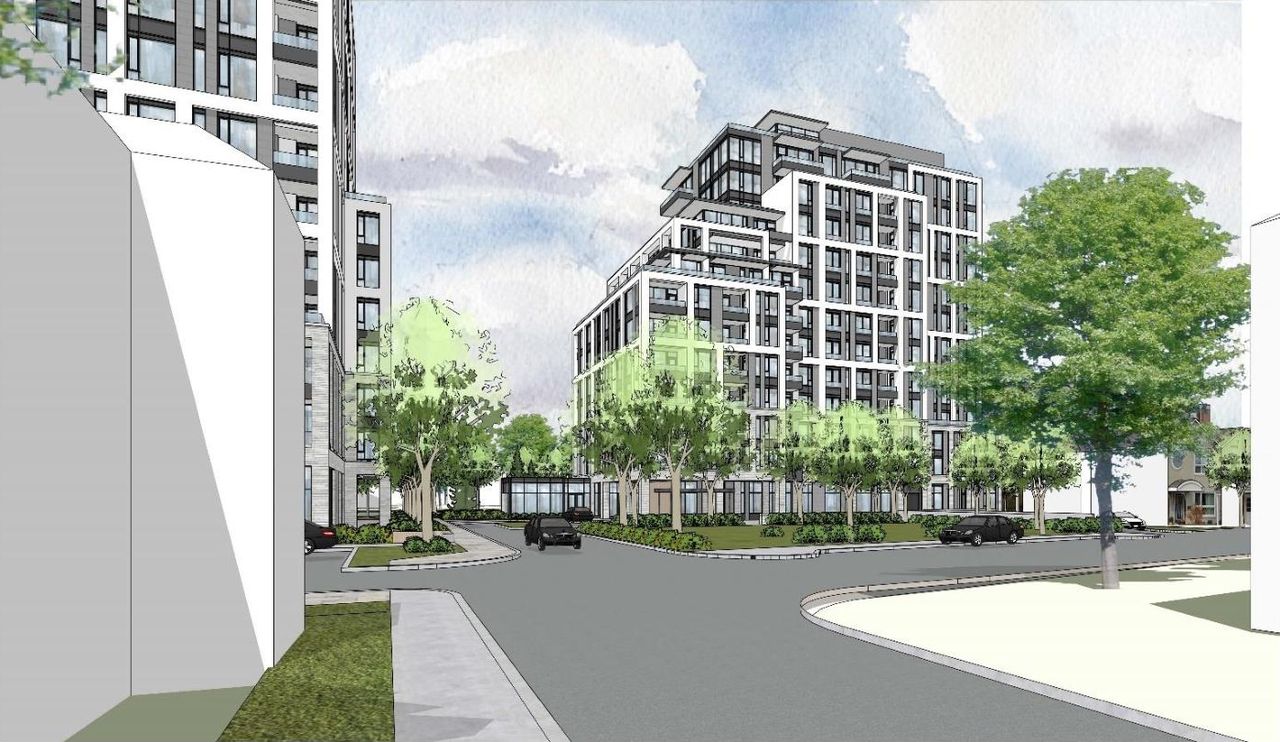 Rendering of building from page 18 of the file '2024-09-04 - Planning Rationale & Urban Design Brief - D02-02-24-0043'