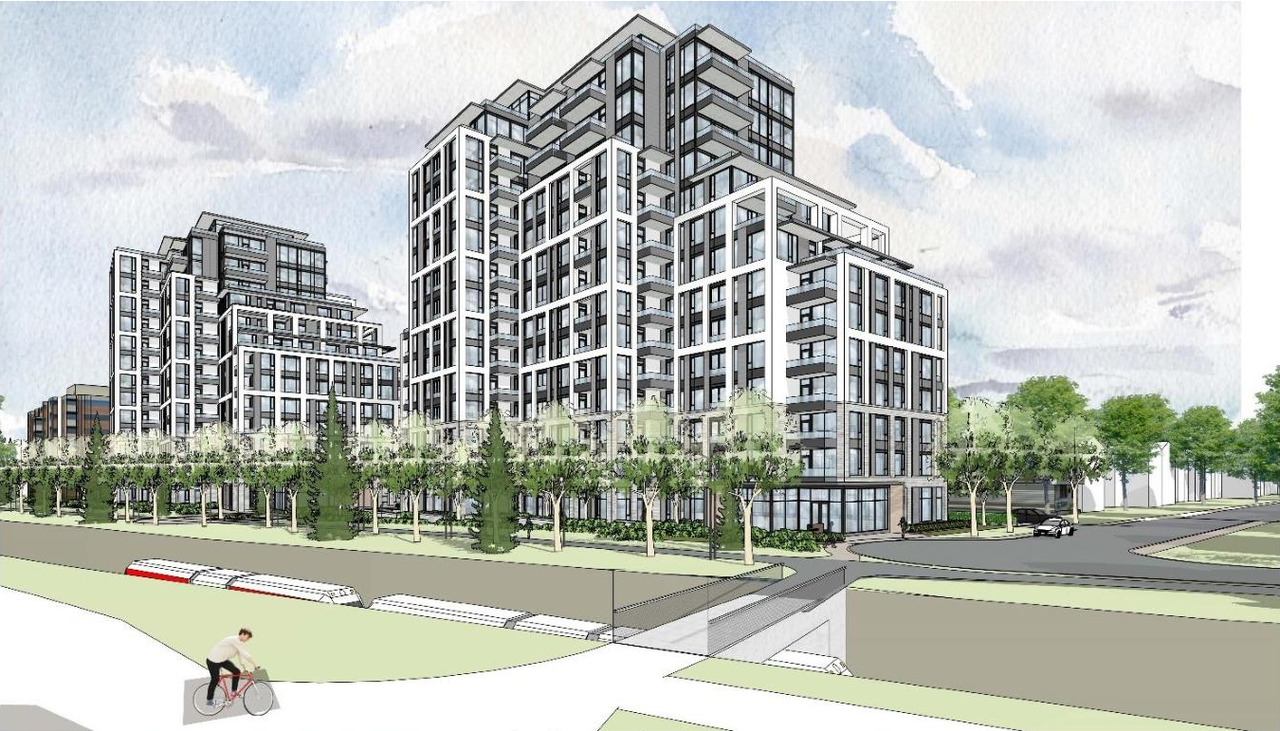 Rendering of building from page 19 of the file '2024-09-04 - Planning Rationale & Urban Design Brief - D02-02-24-0043'